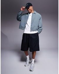 ASOS - Oversized Cropped Jacket With Contrast Stitch And Wash - Lyst