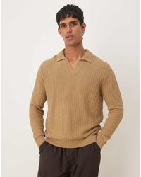Mango - Gebreid Poloshirt Met Open Kraag - Lyst