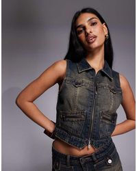 Abrand Jeans - Denim Zip Up Waistcoat Co-ord - Lyst