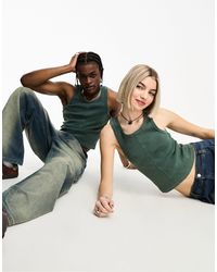 Reclaimed (vintage) - Camiseta color cerceta unisex sin mangas con diseño encogido y lavado ácido estilo años 90 - Lyst