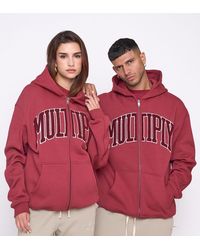 Multiply Apparel - Sudadera Rojo Rubí Extragrande Con Capucha Y Cremallera Major De - Lyst