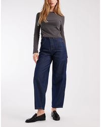 Vero Moda - Kirsa - jean barrel à taille haute - bleu foncé délavé - Lyst