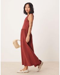ASOS - Asos Design Petite Ruched Scoop Smock Midi Dress - Lyst
