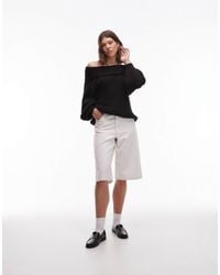 ASOS - Oversized Rib Knit Off Shoulder Jumper With Balloon Sleeve - Lyst