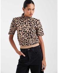 ASOS - High Neck Shoulder Pad Waisted T-Shirt - Lyst
