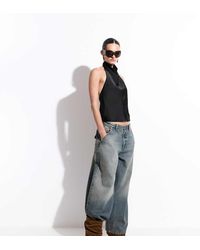 Kaiia - Exclusive Satin High Neck Cowl Low Back Top - Lyst