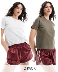 Bershka - Confezione da 2 t-shirt oversize grigia e kaki - Lyst