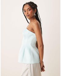 ASOS - Structured Satin Peplum Hem Bandeau Top - Lyst
