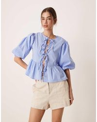 Glamorous - Tie Front Blouse - Lyst
