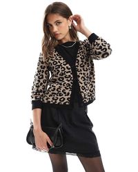 ONLY - Animal Print V-Neck Cardigan - Lyst