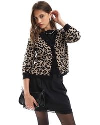 ONLY - Animal Print V-Neck Cardigan - Lyst