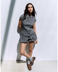 Bershka - Short Sleeve Cross-button Shirt - Lyst