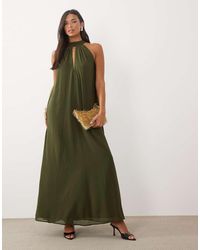 LACE & BEADS - Sleeveless Choker Detail Trapeze Maxi Dress - Lyst