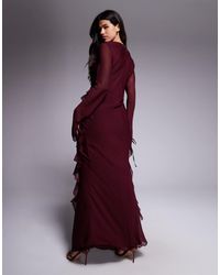 DASKA High Neck Chiffon Ruffle Maxi Dress in Black | Lyst DASKA High Neck Chiffon Ruffle Maxi Dress in Black | Lyst