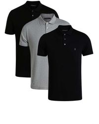 French Connection - 3 Pack Cotton Short Sleeve Polo Shirts - Lyst