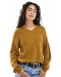 Brave Soul - V-Neck Fisherman Knit Jumper - Lyst