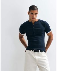 ASOS - Muscle Fit T-shirt With Henley Neck And Double Layer - Lyst