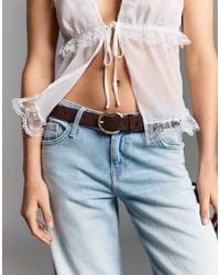 Bershka - Leather Effect Belt With Buckle - Lyst