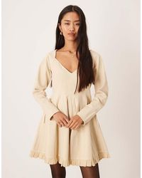 ASOS - V Neck Washed Lace Up Side Skater Mini Dress - Lyst