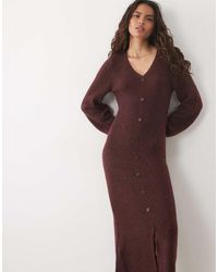 Y.A.S - Button Front Balloon Sleeve Knitted Maxi Dress - Lyst