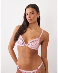 Ann Summers - Tease and trouble soutien-gorge plongeant rembourré à pois floqués clair - Lyst