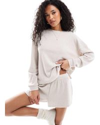 Loungeable - Marl Super Soft Knit Crew Neck Jumper And Shorts - Lyst