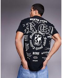 Sixth June - T-Shirt Nera Con Motivo E Logo Stampato Sul Retro - Lyst