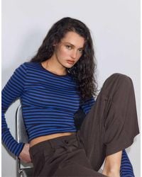 Stradivarius - T-Shirt Basic A Maniche Lunghe - Lyst