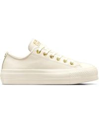 Converse - Chuck taylor all star lift ox - baskets à plateforme avec détails métalliques - beige et doré - Lyst