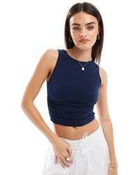 Stradivarius - Boat Neck Top With Ruched Detail - Lyst