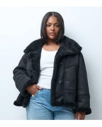 ASOS - Asos Design Curve Waterfall Collar Borg Lined Shearling Jacket - Lyst