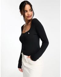 Abercrombie & Fitch - Scoop Neck Henley Long Sleeve Top - Lyst