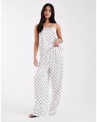 Pieces - Tie Waist Satin Pants - Lyst