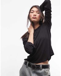 Monki - Long Fluted Sleeve Jersey Top - Lyst