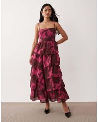 Pretty Lavish - Linen Blend Tiered Skirt Midaxi Cami Dress - Lyst