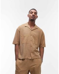 TOPMAN - Crop Fit Button Through Jersey Shirt With Stripe - Lyst