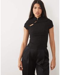 ASOS - Mix & Match Fitted Short Sleeve Top With Rouleau Loop Button Detail - Lyst