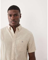 GANT - Shield Logo Short Sleeve Linen Cotton Shirt - Lyst
