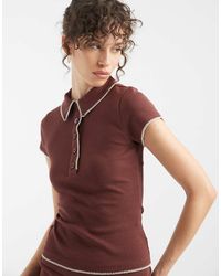 ASOS - Shrunken Polo With Blanket Stitch Detail - Lyst