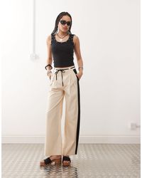 Reclaimed (vintage) - Linen Blend Trouser With Side Stripe Detail - Lyst