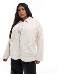 ASOS - Asos Design Curve Borg Collar Zip Through - Lyst