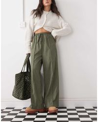Reclaimed (vintage) - Pantalones Verdes Holgados Sin Cierres Con Raya Diplomática Y Detalle De Raya Lateral De - Lyst