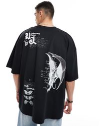 ASOS - Camiseta negra extragrande con estampado grunge - Lyst