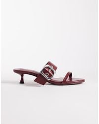 ASOS - Happy Oversized Buckle Detail Heeled Mule Sandals - Lyst