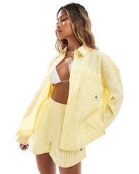 The Couture Club - Co-ord Oversized Gingham Shirt - Lyst