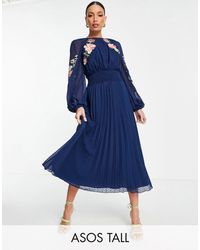 ASOS Asos design tall - vestito midi aperto dietro - Blu