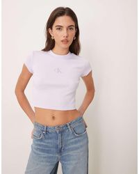 Calvin Klein - Monologo Rib Baby Tee - Lyst