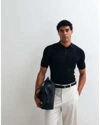 ASOS - Essential Muscle-fit Fine-rib Knit Polo - Lyst