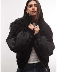 Collusion - Padded Bomber Jacket With Faux Fur Collar - Lyst