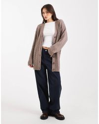 Miss Selfridge - Oversized Longline Cable Cardigan - Lyst